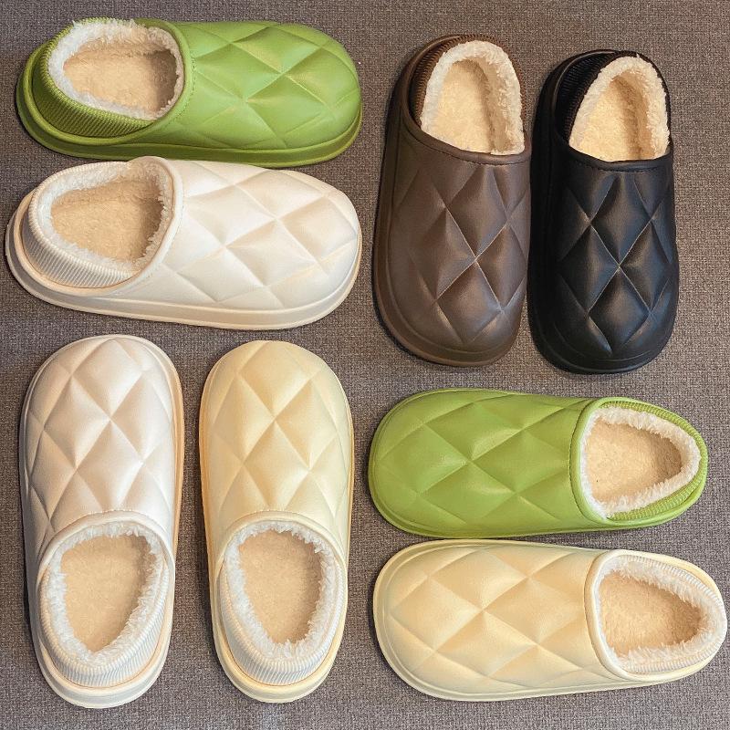 Cotton slippers women's bags and outer wear plush shoes plush couple home slippers men's indoor thick soles soft