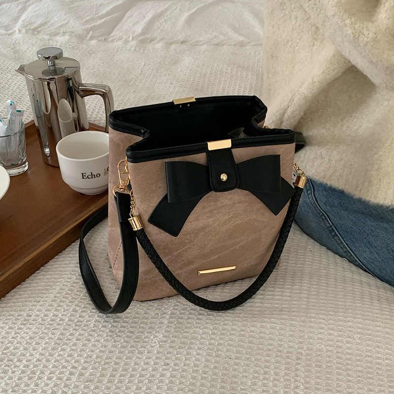 Bucket Bag Crossbody Bag Women'S Bag Premium Bow Handbag Shoulder Bag Luggage