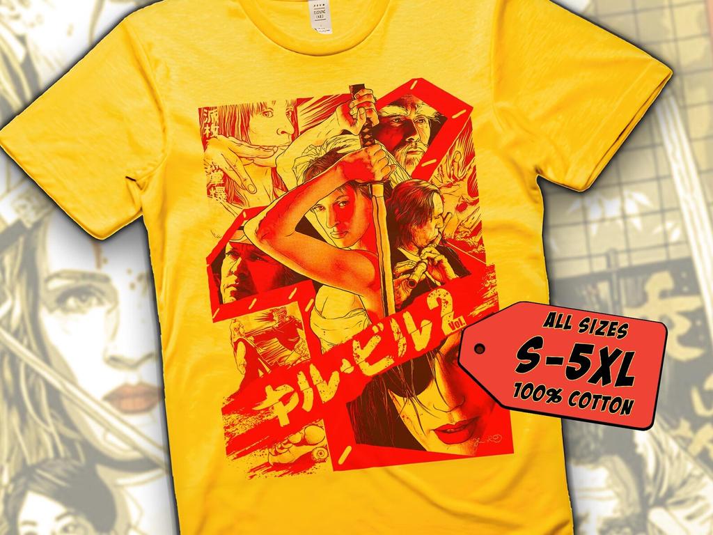 Kill Bill V16 T-Shirt Vintage YELLOW T-Shirt DTG Digital Print Sizes S M L XL 2XL 3XL 4XL 5XL