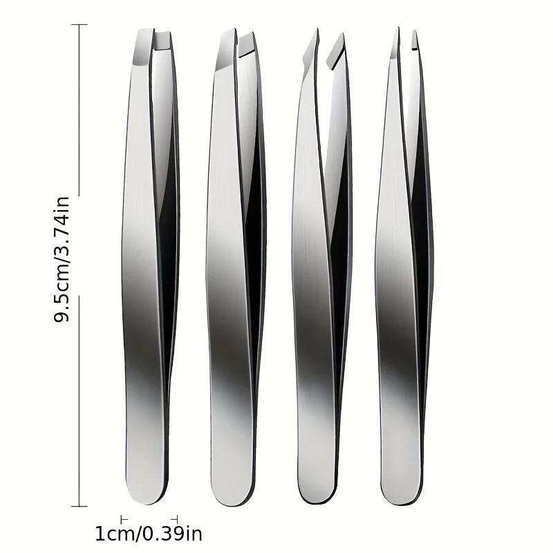 Ouriner Eyebrow Tweezers Set 4 Pcs Stainless Steel Eyebrow Forceps Professional Beauty Tool Set For Facial Hair Inward Growing