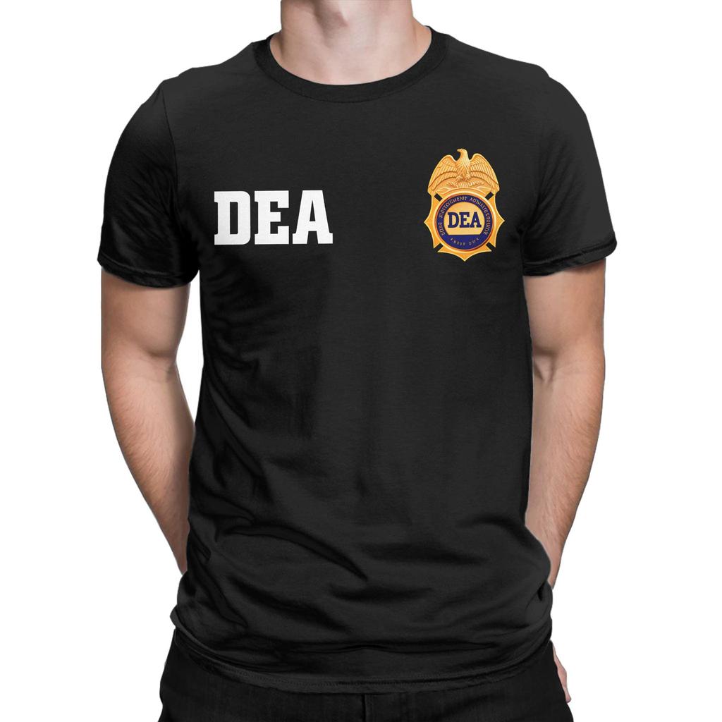 Beach DEA US Federal Interdiction Agency  Leisure TShirts  Pure Cotton Tshirt for Men Y2K Retro Design Short Sleeve Clothing