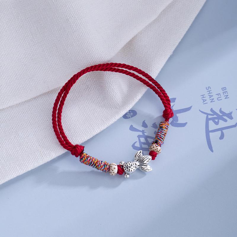 PANJBJ Kaninchen Armband für Damen Mädchen Rotes Geflecht Verstellbarer Schmuck Neujahrs Geburtstagsgeschenk Dropshipping Großhandel