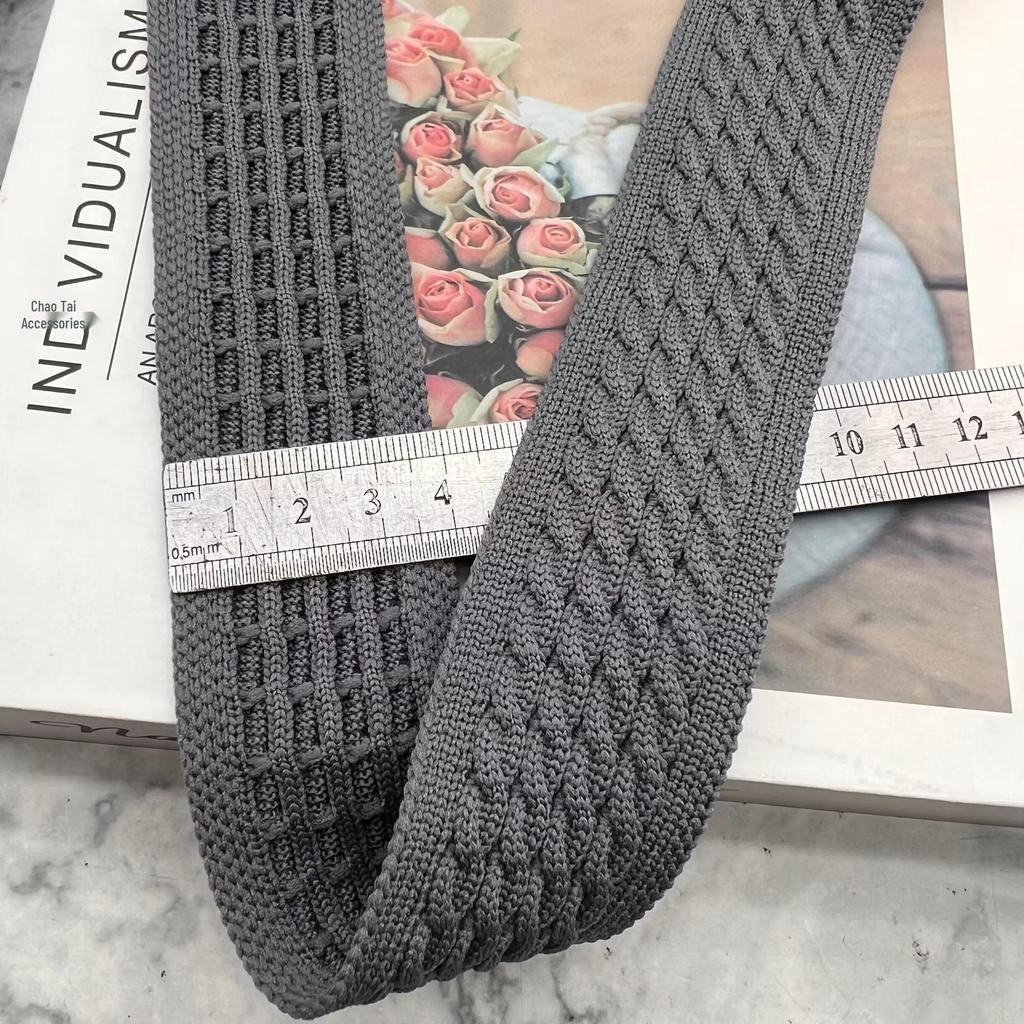 Soft, Elastic Knitted Tape with Widened Stripe for Clothing Accents and Decoration