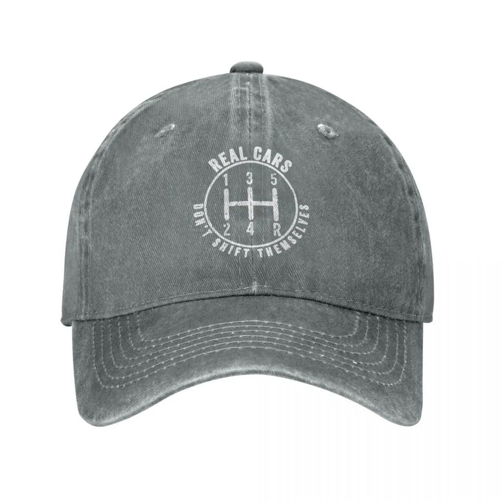 Men Women Real Cars Don't Shift Themselves Baseball Cap Drifting Racing Mechanic Hats Travel Denim Casquette