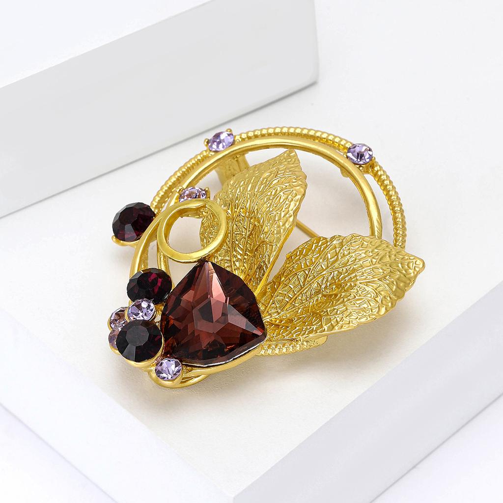 Creative Alloy Rhinestone Leaf Wreath Brooch Niche Versatile Women'S Dress Suit Corsage Jewelry Pin
