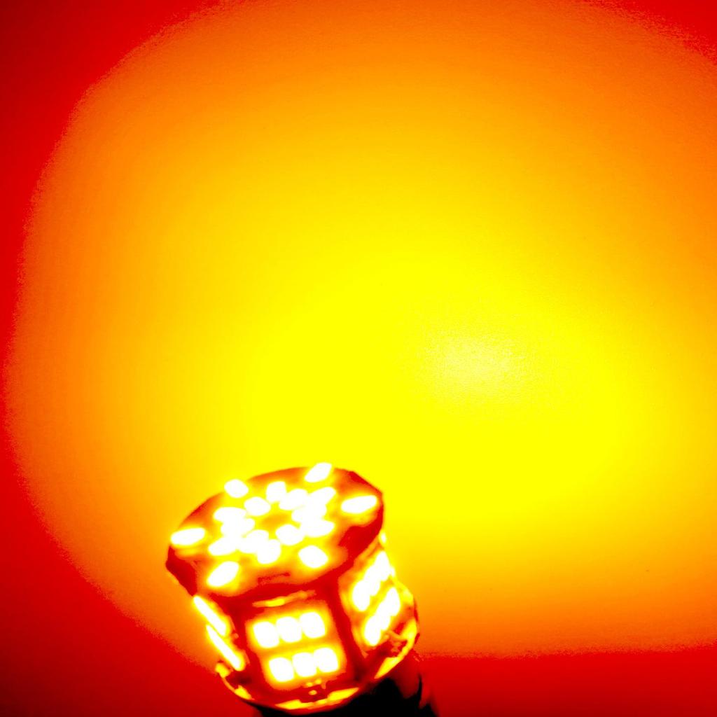 Autart S25 Single Amber Pin Angle 1156 G18 3014SMD Universal Side LED Pack of 10 12V-24V Bulb, 180° (P21W BA15S) Car/Truck Marker/Turn