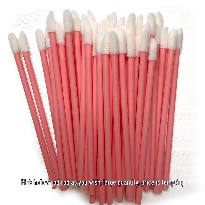 Portable Disposable Lip Brush with Hollow Handle - Flocked Lip Gloss Applicator Makeup Tool