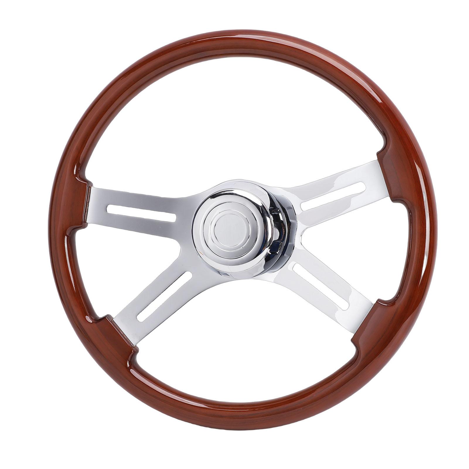 18 Inch Vrachtwagen Stuurwiel 4 Spaaks Universeel Massief Hout Stuurwiel Vervanging voor Kenworth gray