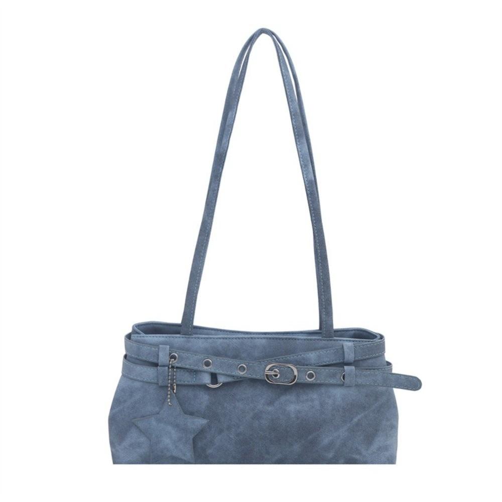 Star Pendant Y2K Shoulder Bag With Metal Buckle Belt Underarm Bag Fashion Women Handbag Women