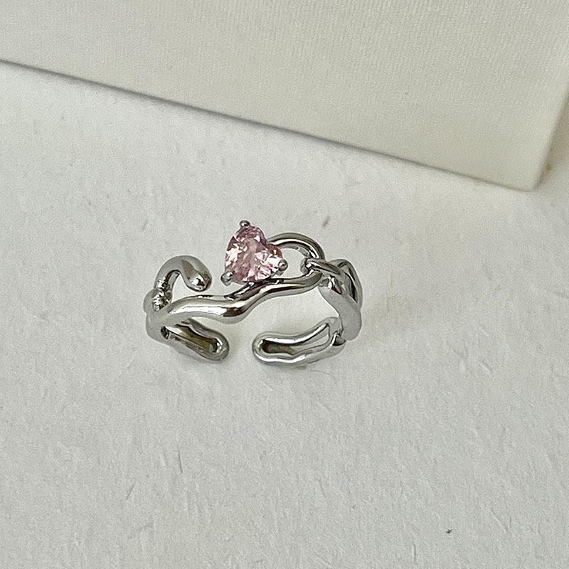 Exquisite Heart Ring For Women Adjustable Open Design Trendy Korean Style Fashion Jewelry