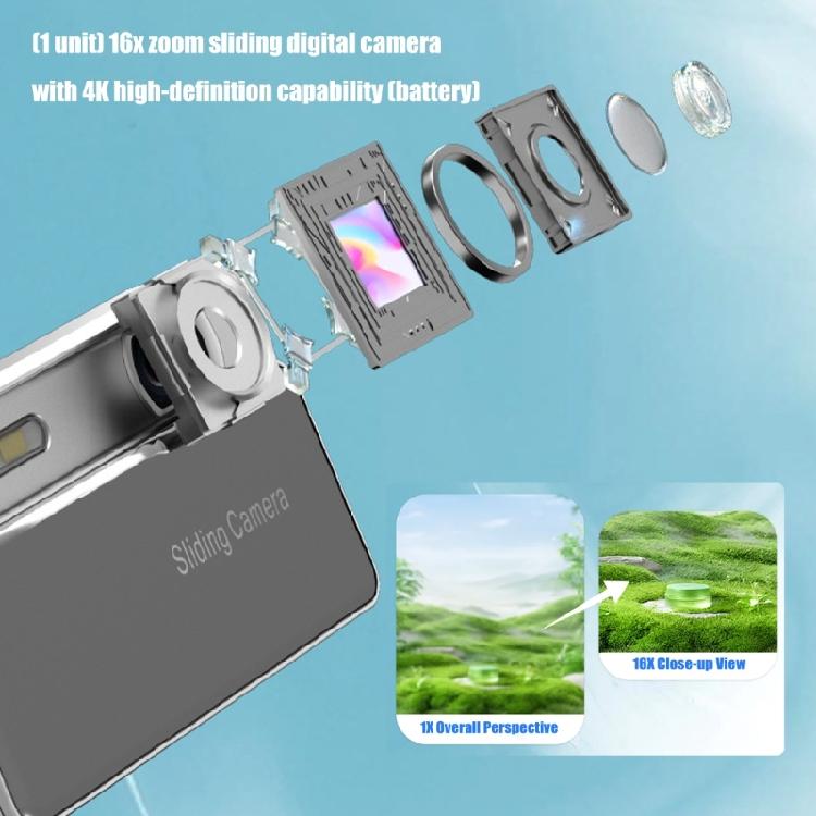 ABS Sliding Digital Camera with 16X Opticals Zooms And Crystals Clear 4K Footages For Capturing Memorys