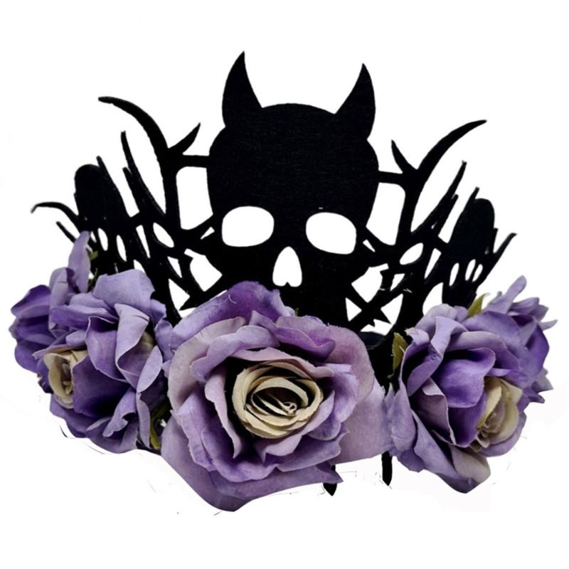 Reusable Rose Flower Witch Crowns Halloween Party Headwear Lightweight Child Costume Decoration