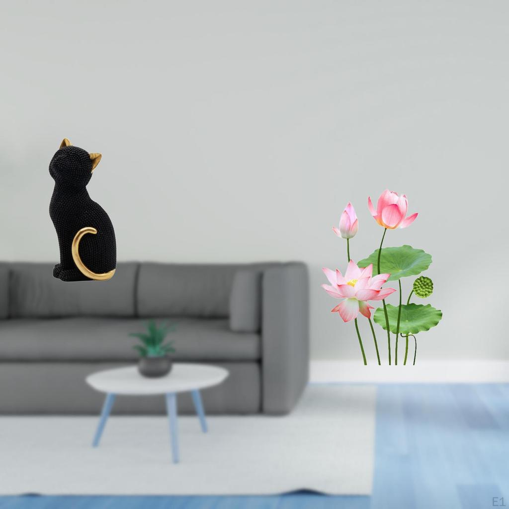 Resin Cat Statue Figurine And Retro PVC Wall Decorative Animal Sculpture Ornament for Living Room