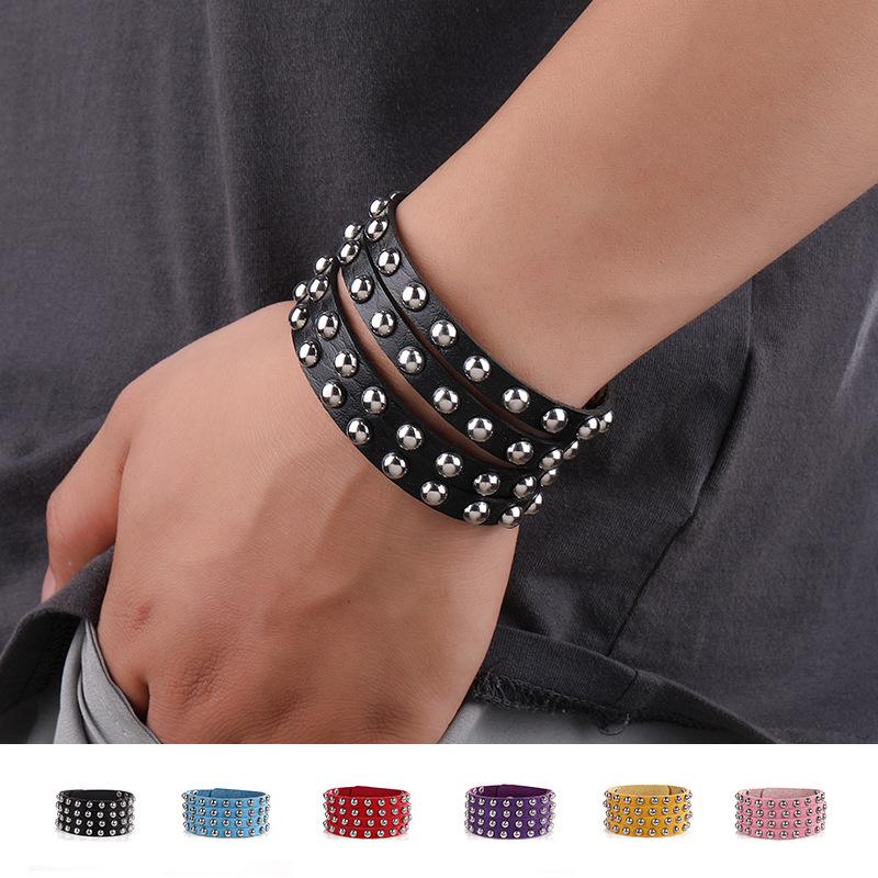 

Cross-border Punk Rock Leather Cable Knit Bracelet чёрный