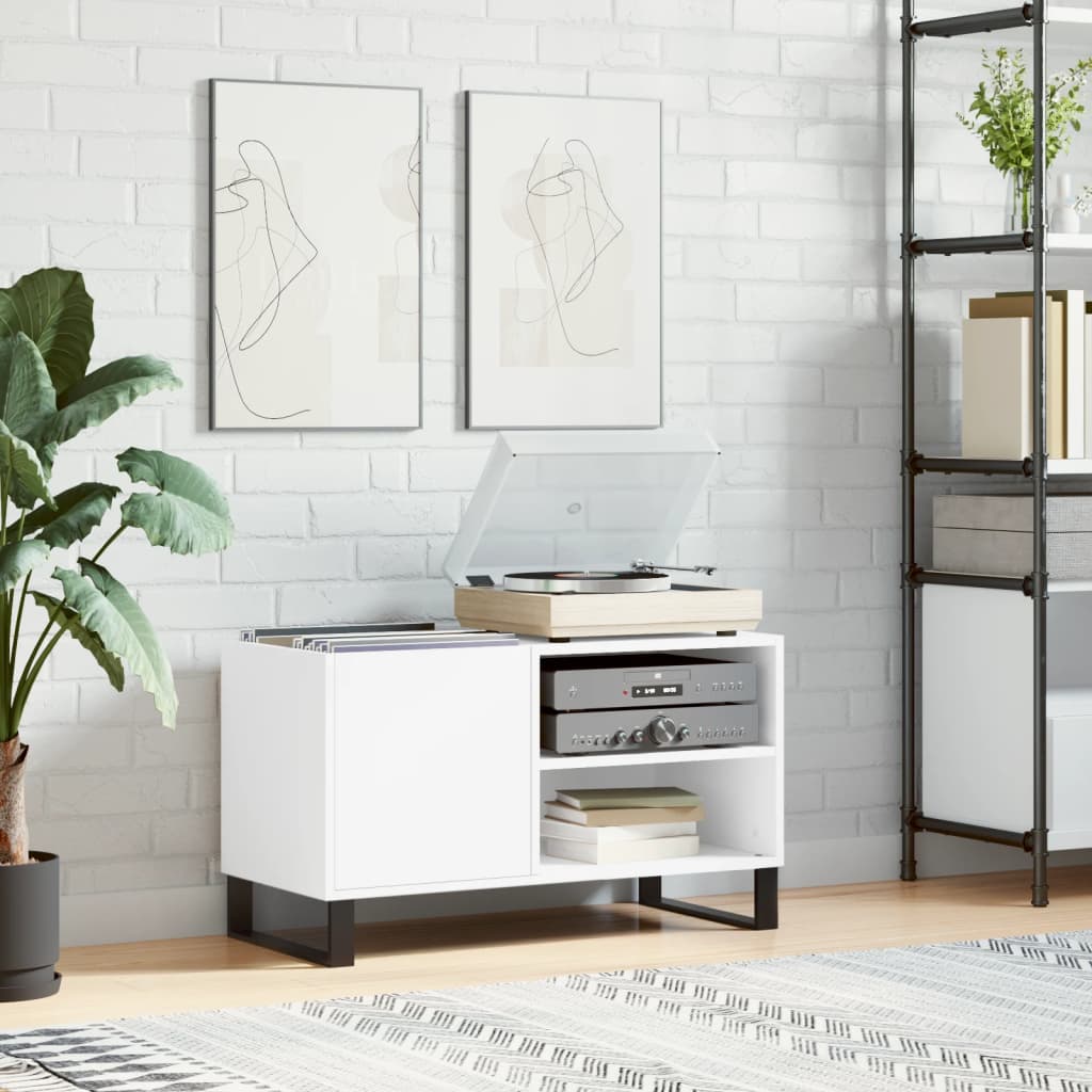 Record Cabinet White 85 x 38 x 48 cm Engineered Wood