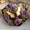 1 PC Automatic Folding Umbrella - Butterfly and Roses Pattern, Portable & Foldable Design with 8 Ribs, Christmas Birthday Gifts