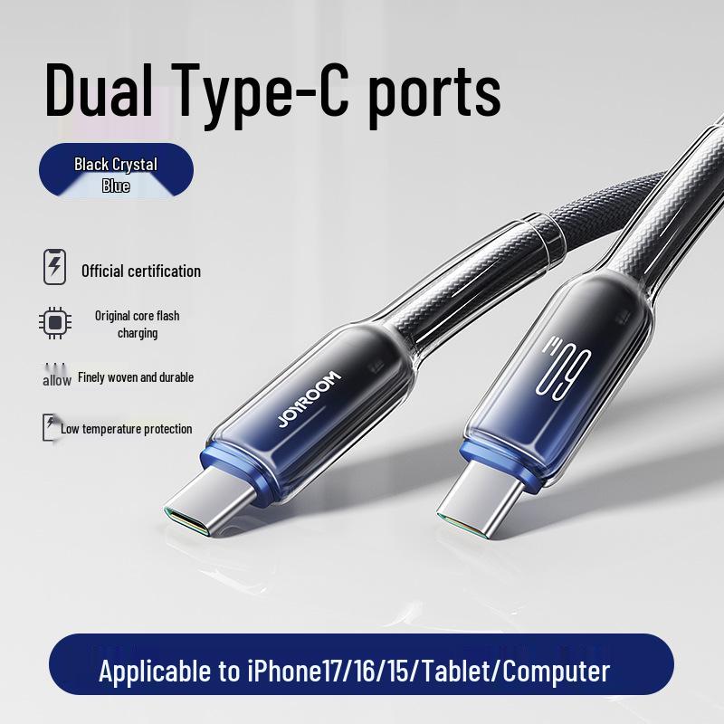 Jiletang 60W Fast Charging Crystal Clear Data Cable for iPhone 16 & Apple 15