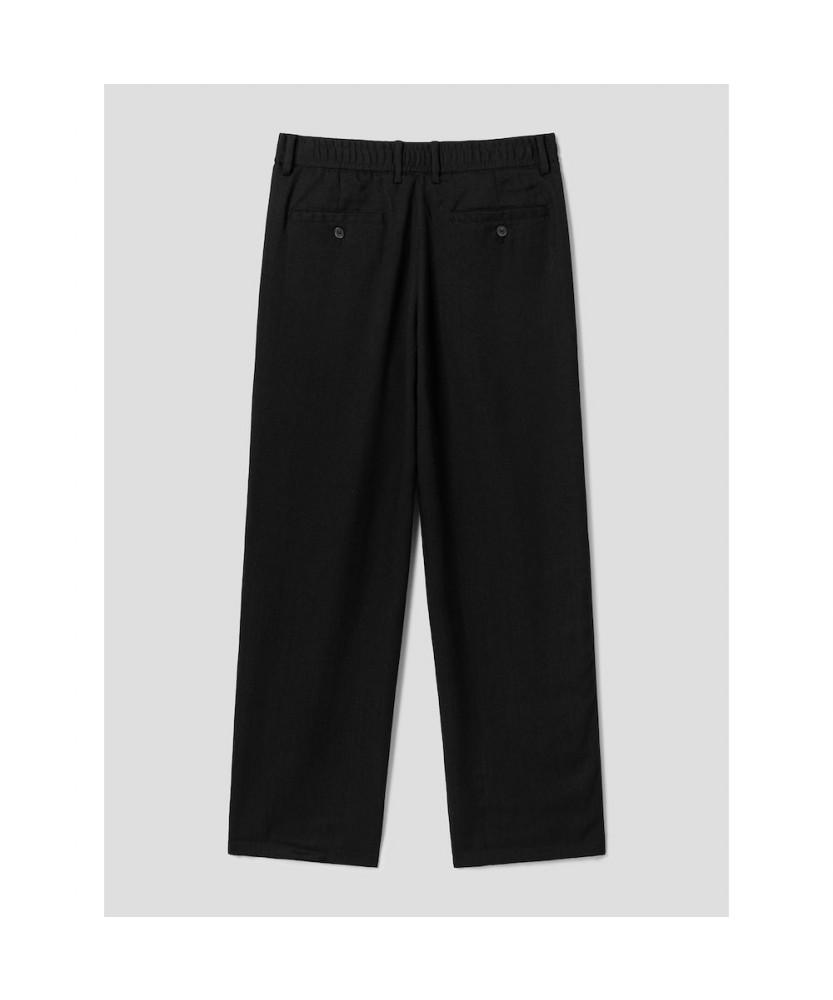 8seconds Rayon Blended Wide Fit Elastic Waist Pants Black