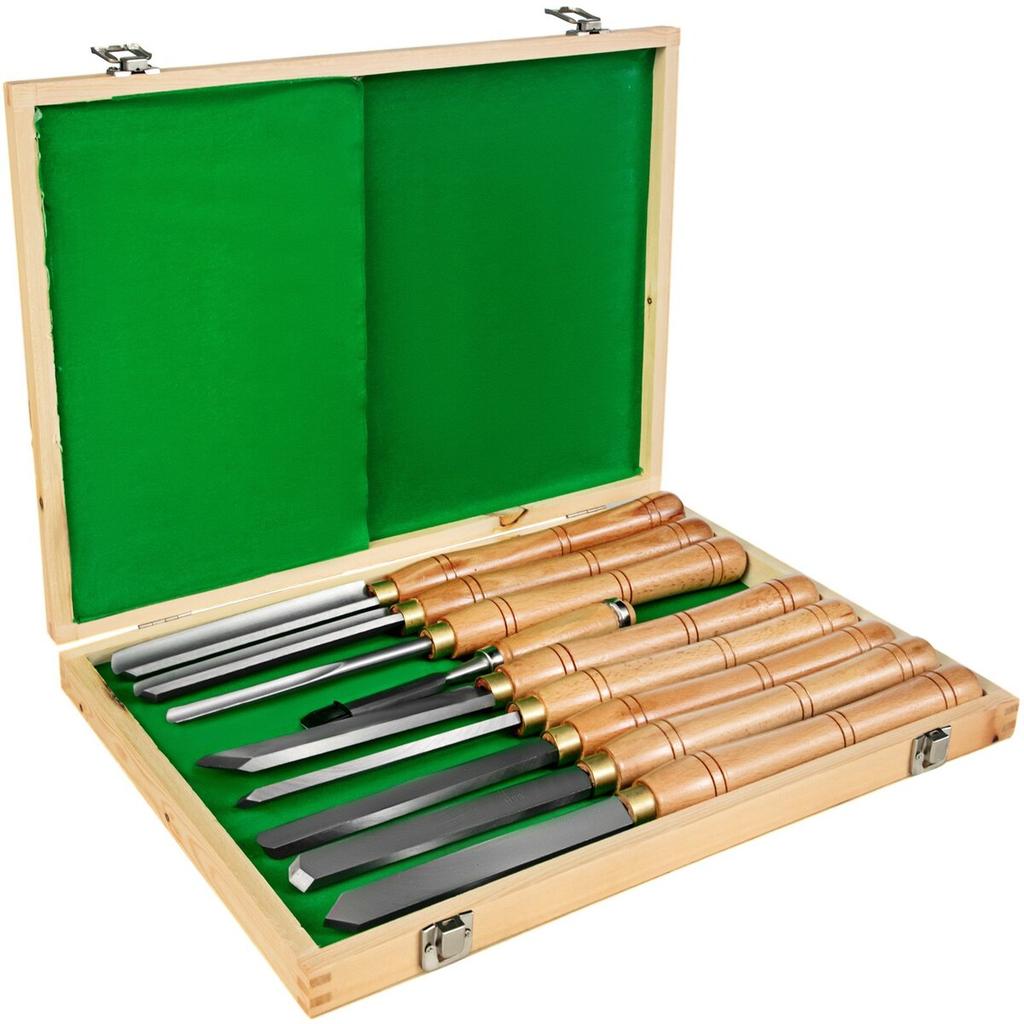 Hss Lathe Chisel Set 8 Piece Steel Brass Ferrules Wooden Case W One Chisel