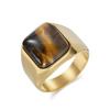 2026 Natural Gemstone Square Tiger's Eye Stone Ring Men's Personality High Sense Fashion Smooth Hand Jewelry