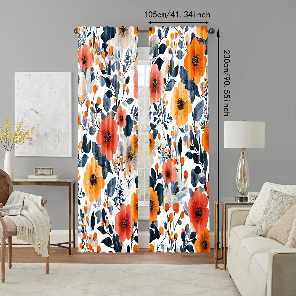 Set Of 2 Versatile Polyester Transparent Curtains Home Decoration Leaf Design Use Bedrooms Living Rooms Vintage Made Sitting Room Window Treatment
