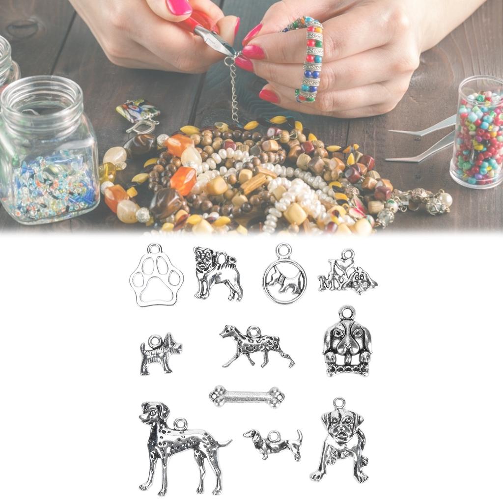 11pcs Dog Bone Jewelry Pendant Craft Supplies DIY Necklace Bracelet Making Accessory