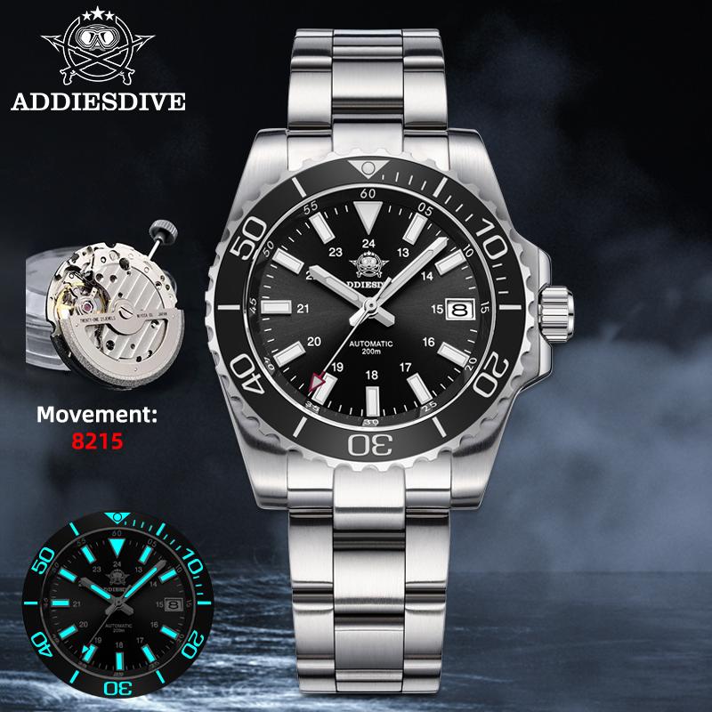 ADDIESDIVE Men's Watch 8215 Mechanical Sapphire Luminous Diving Watch 200m Ceramic Bezel Automatic Watch Clock Gift Watch AD2504