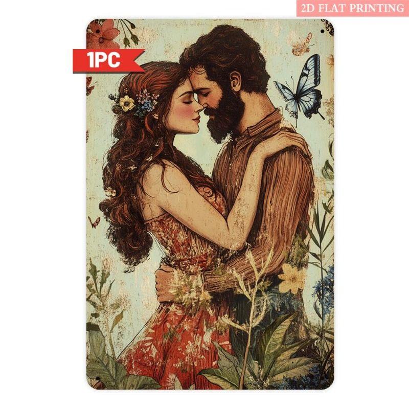 

Vintage Valentine s Day Metal Decorative Painting Gift for Couples Bedroom Living Room Cafe