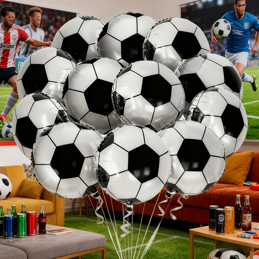 12 Pcs Of Sports-Themed Black And White Football Balloons, Suitable For Football Games, Birthday Party Decorations, Christmas, Classroom Decorations