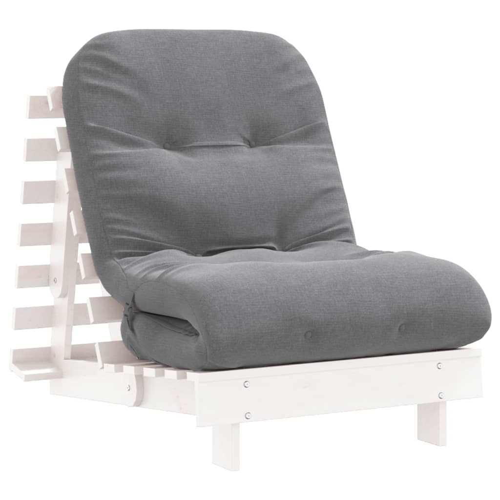 Vidaxl Foldable Futon Sofa, With Mattress, White, 70X206X11 Cm
