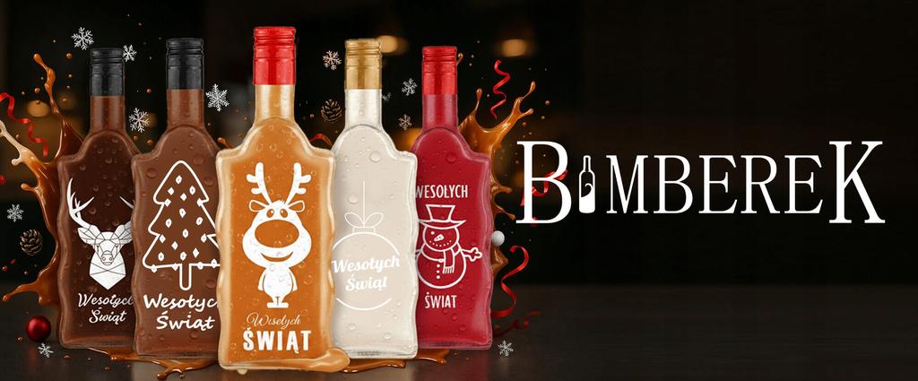 10x Christmas Bottles FALA 500 Ml with Print FOR CHRISTMAS LIQUEURS