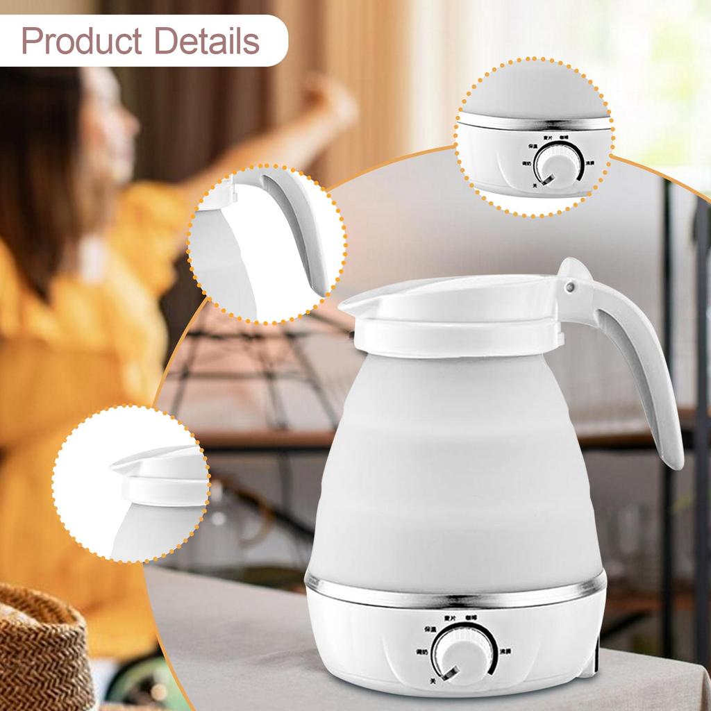 Seyahat Katlanabilir Elektrikli Kettle Hızlı Kaynama Otomatik Kapanma Küçük Su Isıtıcısı Beyaz