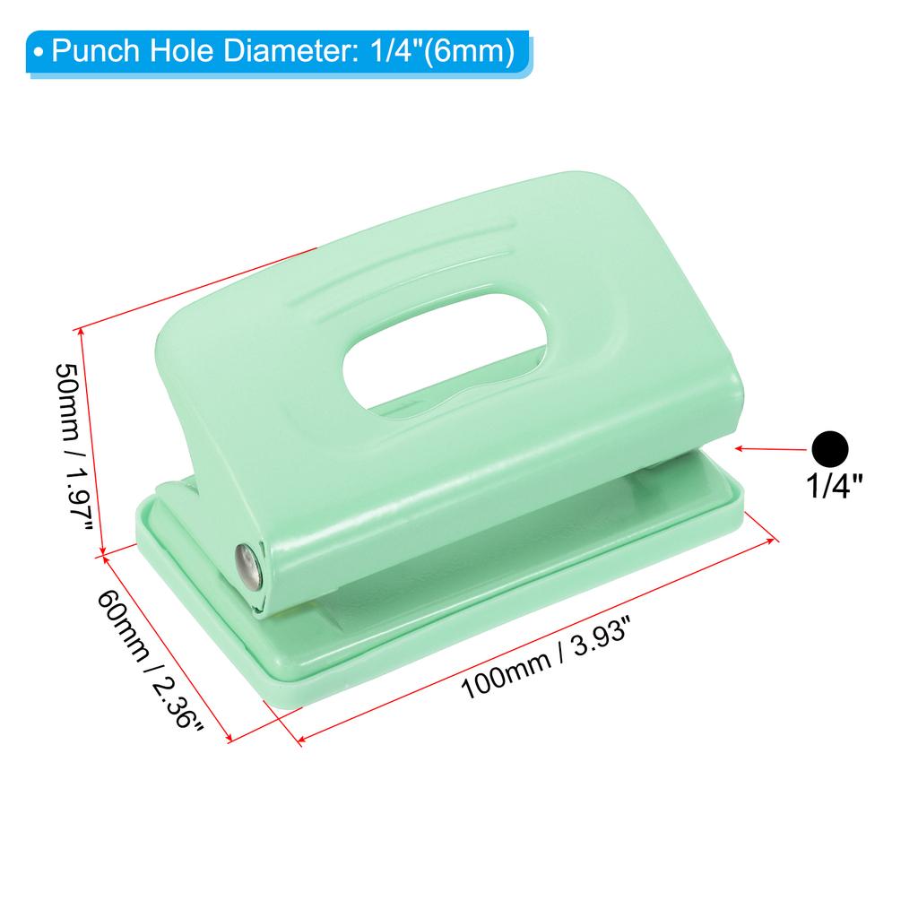 6mm 2-Hole Puncher Paper Punch Tool Portable Hole Puncher Effortless Punching for Binding Card-stock File 8 Sheet Punch Capacity