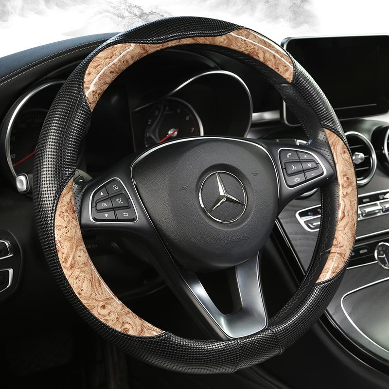 New Panda Peach Wood Steering Wheel Cover Anti-slip Wear Four Seasons Universal Round Handle Cover