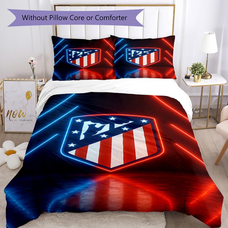 Atletico Football Club Printed Pattern Duvet Cover Set – includes 1 duvet cover and 2 matching pillowcases Bedroom decor Christmas gifts