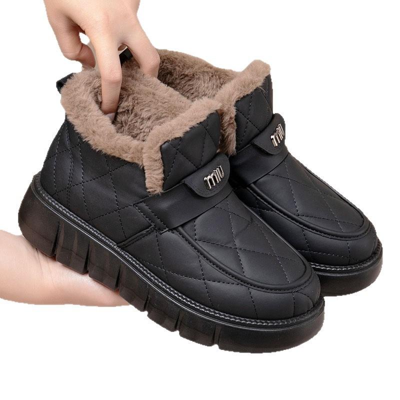 Winter new thick-soled cold-proof and waterproof women's cotton shoes are comfortable and casual, piled and thickened warm mother snow boots