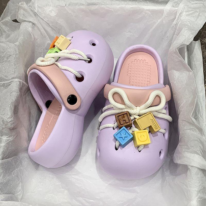 Straps building block office wear beach non-slip removable bag head cool slippers 2025 boken hole shoes women's summer