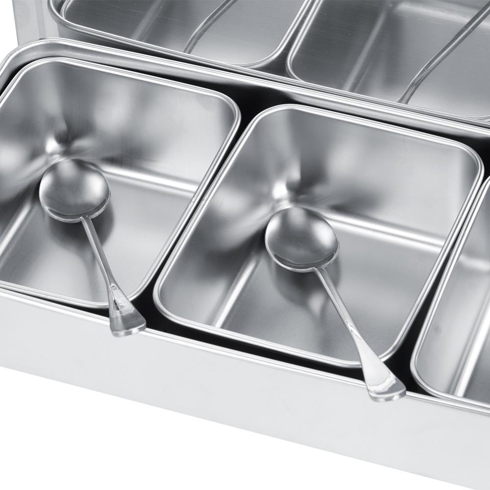 With Lids Stainless Steel Seasoning Box 3 Compartment Condiment Container Box  For Restaurant
