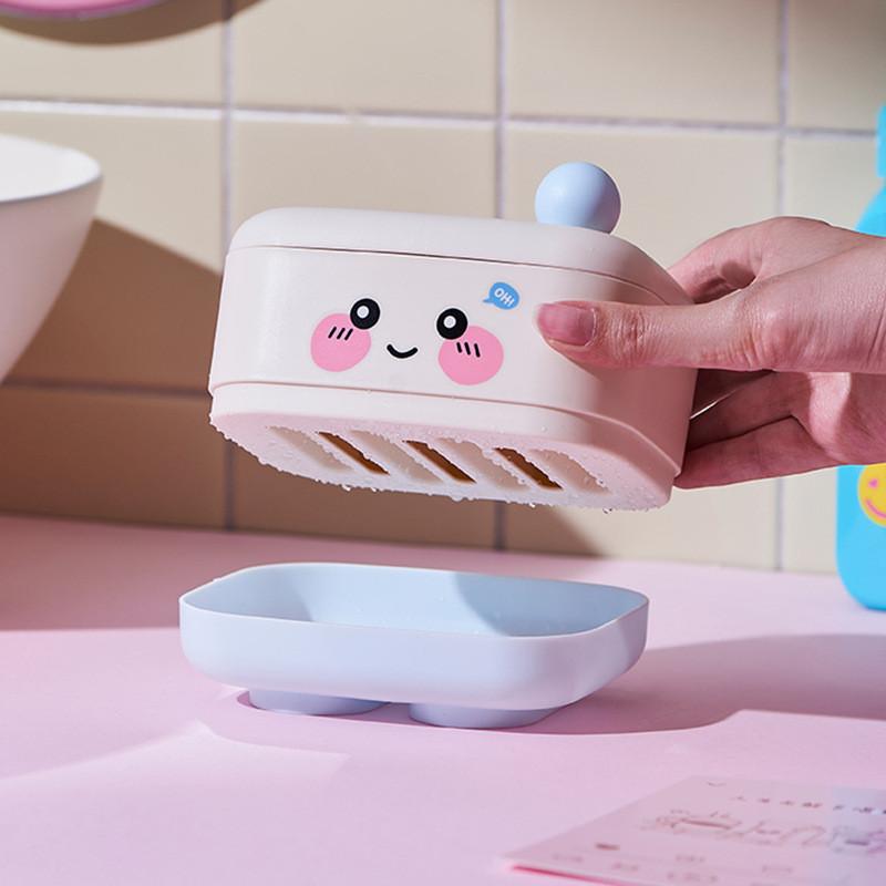 Plastic Soap Dispenser Box With Lid For Bathroom Storage And Drainage