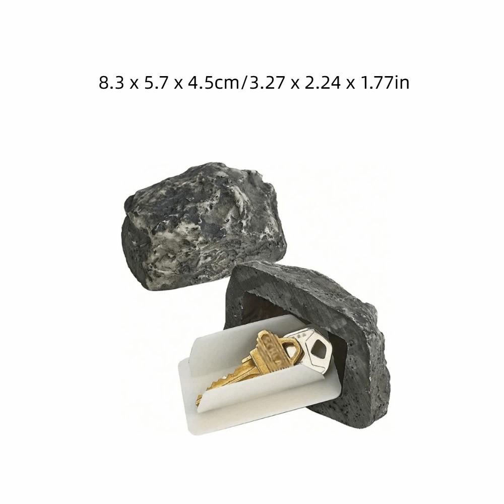 8.3 x 5.7 x 4.5cm Fake Stone Key Box Plastic Garden Stone Key Holder Outside Wall Mount
