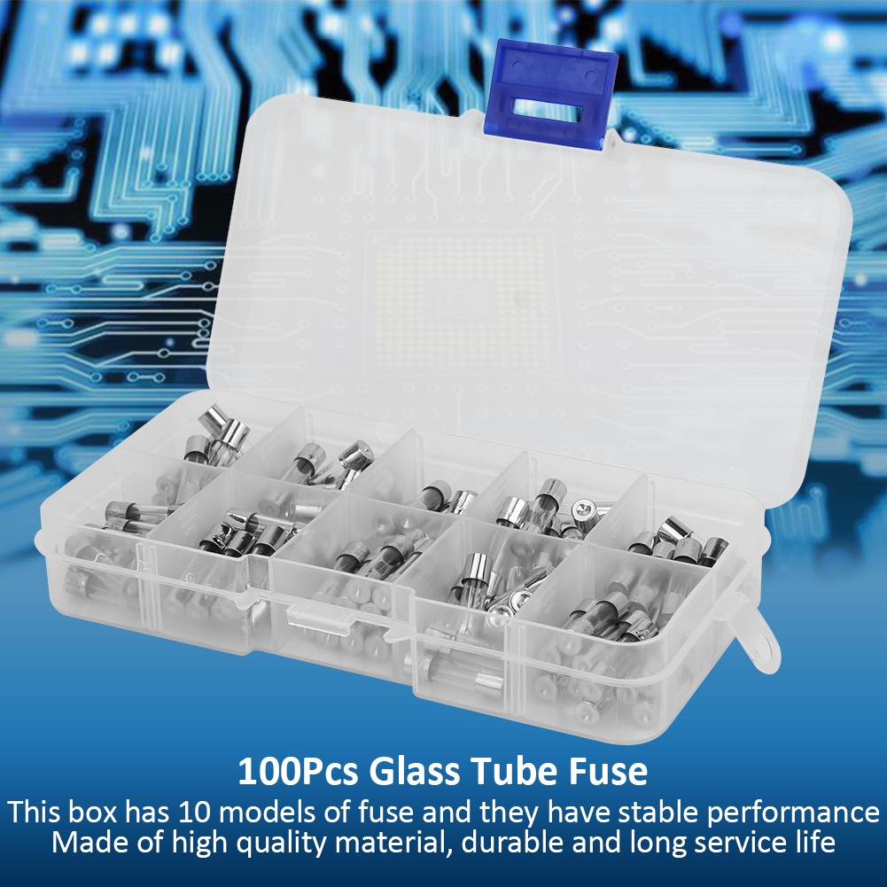 100 Stücke 0-250 V 5*20mm Glasrohr Kit Zubehör Set 0,2 A 20 A