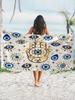 Böser Blick Hamsa Hand Strandtuch - Gold & Blau Spirituelles Muster, Boho-Stil, Weiche Mikrofaser, Mehrere Größen