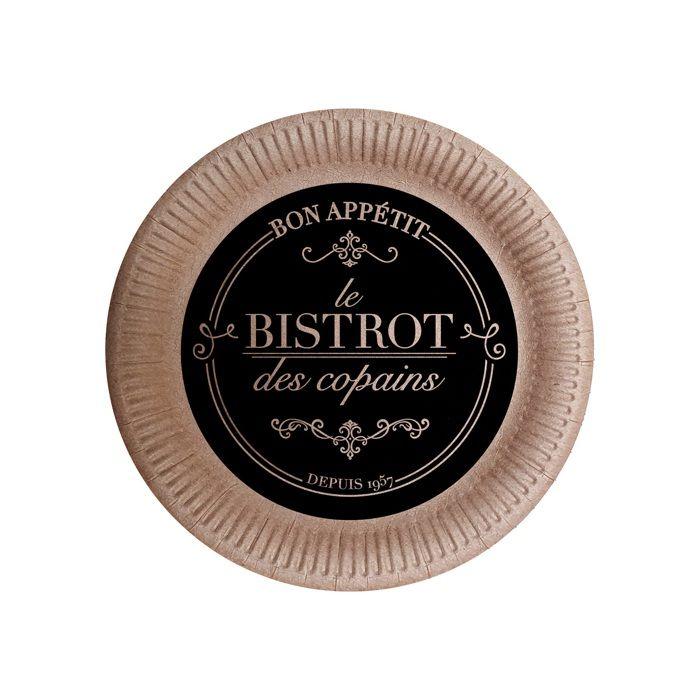 Assiettes à dessert - Bistrot parisien - Ensemble de 10 - Diamètre 18 cm - Kraft - Marron