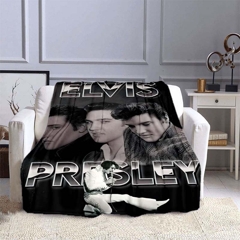 Various Styles of E-Elvis Pattern 3D Printed Rock Singer Sofa Blankets, Suitable for Adult and Children's Bedrooms and Living