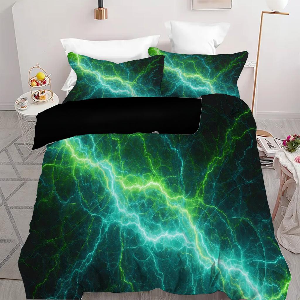 Lightning Pattern 3D Print Quilt Cover Fashion Mysterious Cool Sky Natural Bedding Cover Polyester Comfortable Duvet Cover Set