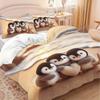 Comforter 3Pcs Set (1 + 2 S Coreless) Penguin Element Digital Printing Soft Light Beige-Friendly Bedding Set