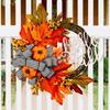 Autumn Harvest Faux Flower Wreath with Pumpkins & Berries for Thanksgiving Wall Décor
