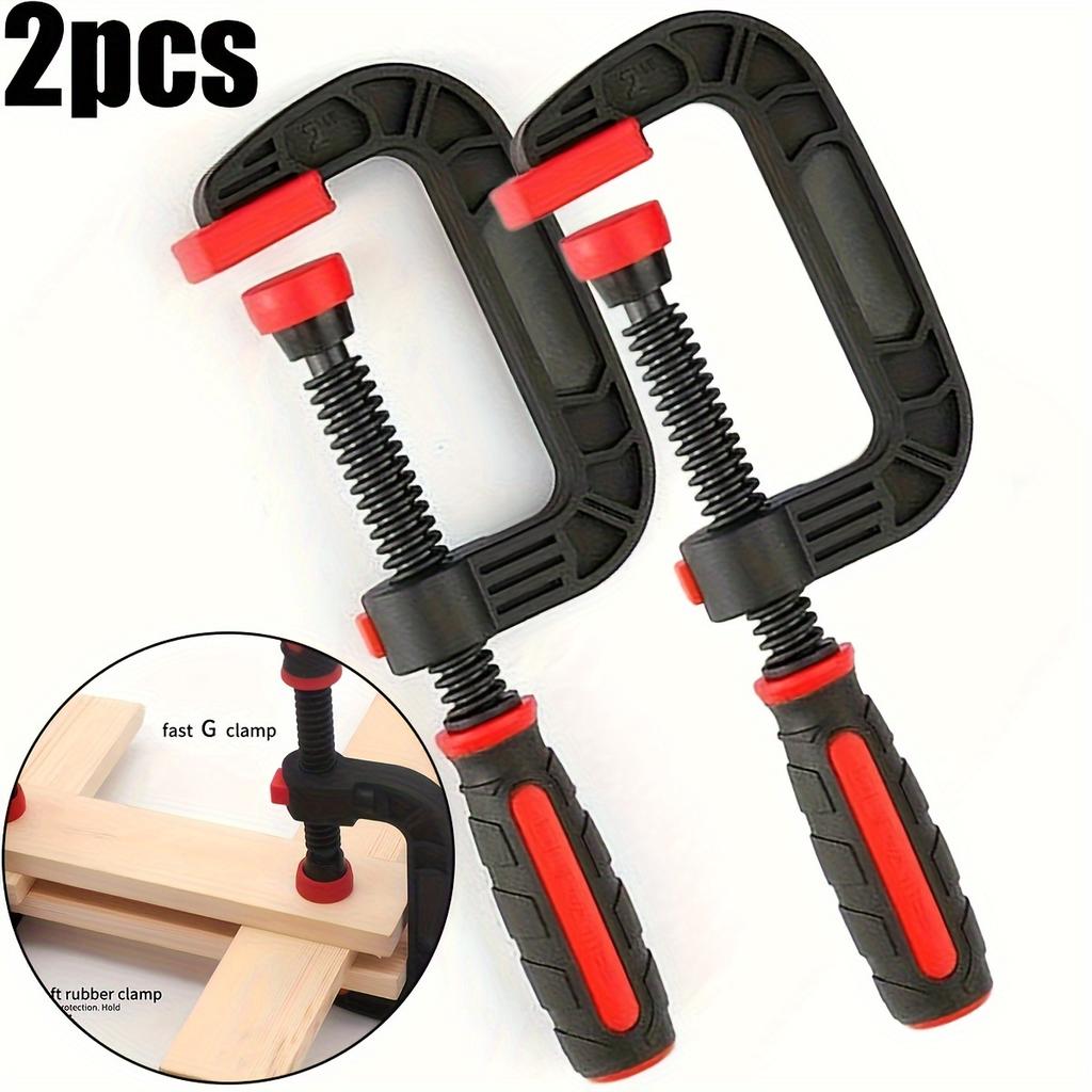 2pcs Industrial C-Clamp with Nylon Pads Heavy Duty Woodworking Fast Clamp for Welding DIY Assembly
