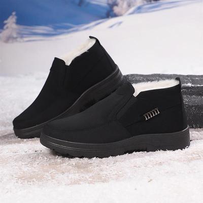 Chaussures chaudes montantes en coton pour homme grande taille - Hiver doublées de velours épaissies chaussures de papa pour personnes âgées