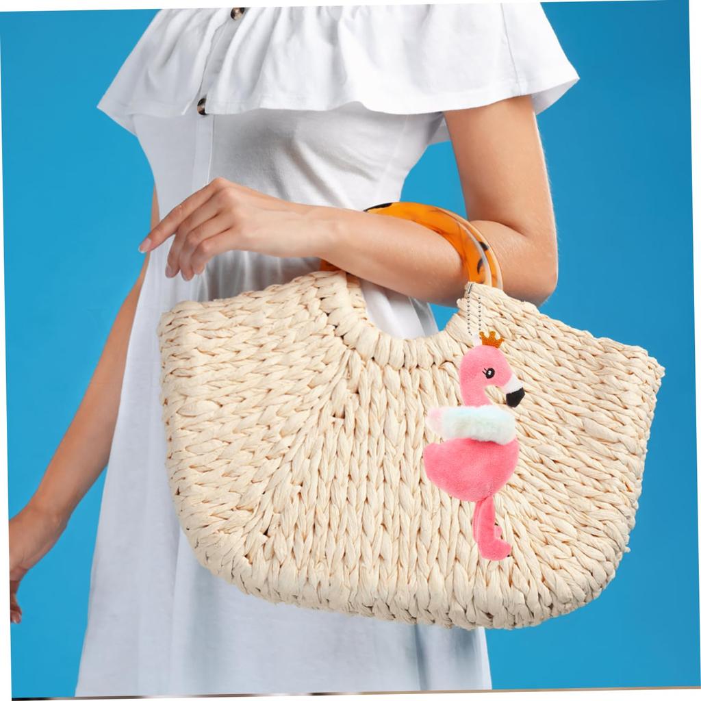 [EXCEART] 3-Piece Flamingo Pendant Plush Animal Keychain for Hawaii Party Decorations, Plush Key Fob